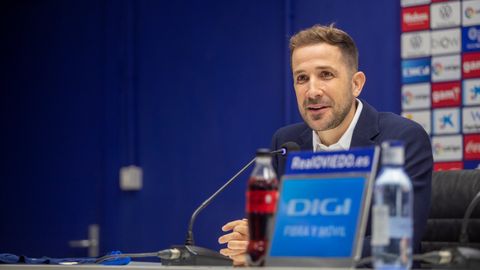 Agustín Lleida, en la sala de prensa del Carlos Tartiere