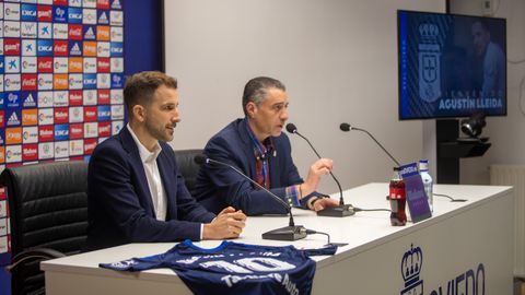 Agustín Lleida y Martín Peláez, en el Carlos Tartiere
