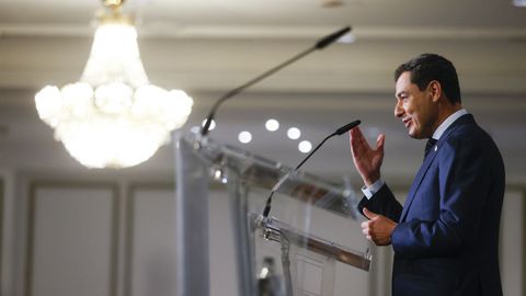 El presidente andaluz en una conferencia en Madrid