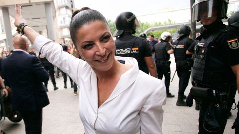 Macarena Olona antes de dar una charla en la universidad de Murcia el pasado viernes.