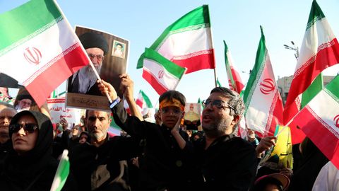 Manifestantes progubernamentales en Teherán.