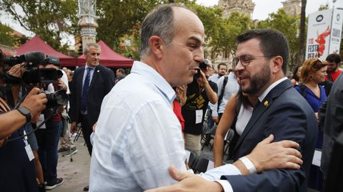 El secretario general de Junts, Jordi Turull, y el presidente Pere Aragonès, en una imagen del 11 de septiembre 