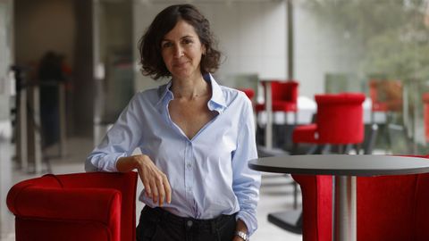La directora de cásting, guionista y escritora Cristina Campos (Barcelona, 1975), en la mañana del domingo, horas después de saberse finalista del premio Planeta.