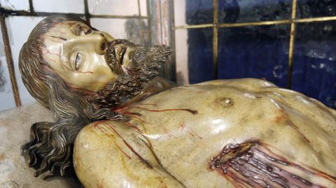Detalle del Cristo Yacente de Gregorio Fernndez, probablemente la pieza ms conocida de las que expone el museo de arte sacro del convento de las Clarisas de Monforte 