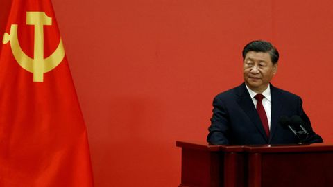 El presidente chino Xi Jinping durante el XX Congreso del Partido Comunista.