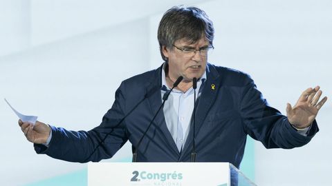 Carles Puigdemont en el segundo congreso de JxCat celebrado en junio en el sur de Francia.