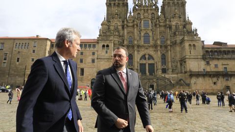 Encuentro de Alfonso Rueda y Adrián Barbón en Santiago, el pasado mes de octubre