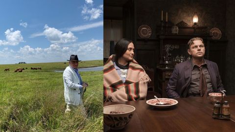Scorsese, en plena búsqueda de localizaciones para su nueva película. A la derecha, fotograma del filme.