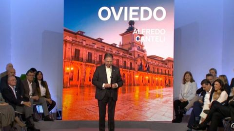 El alcalde de Oviedo, Alfredo Canteli, interviene en un acto del PP en Madrid