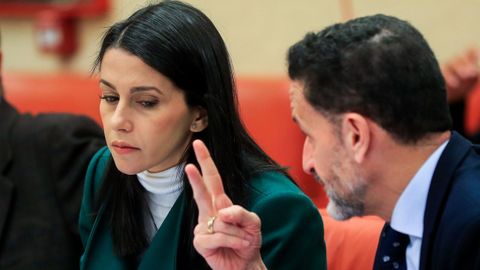 Inés Arrimadas y Edmundo Bal, este lunes, conversando durante la reunión de la Diputación Permanente del Congreso