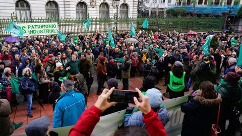 Protesta contra el convenio de La Vega, en Oviedo