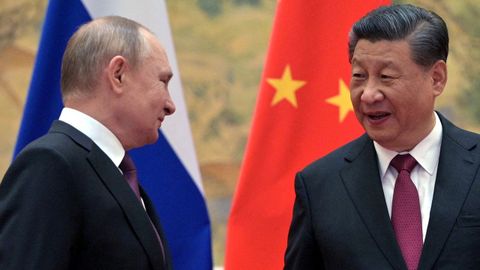 El presidente ruso, Vladimir Putin, y el presidente chino, Xi Jinping, el 4 de febrero del 2022, durante una reunin en Pekn antes de la invasin de Ucrania