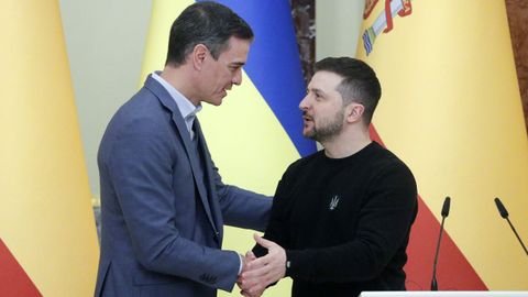 Snchez y Zelenski, durante la visita del presidente espaol a Kiev el pasado 23 de febrero