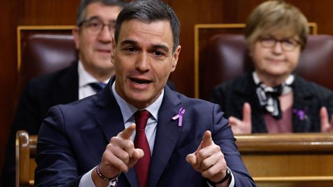 El presidente del Gobierno, Pedro Sánchez, interviene en la sesión de control al Ejecutivo.