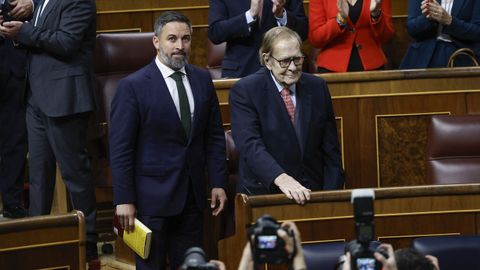 Ramón Tamames y Santiago Abascal en la moción de censura contra Pedro Sánchez