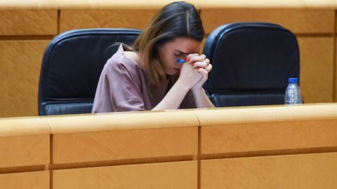 Irene Montero en una sesión de control al Gobierno en el Senado.