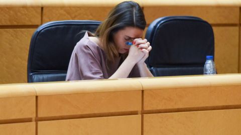 Irene Montero en una sesin de control al Gobierno en el Senado.