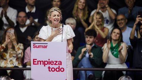 Yolanda Daz, en la presentacin de su candidatura con Sumar, el pasado 2 de abril en Madrid.