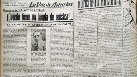 Así lo contó LA VOZ DE ASTURIAS. También se contaban los acontecimientos cotidianos, como el nacimiento de la banda de música de Oviedo