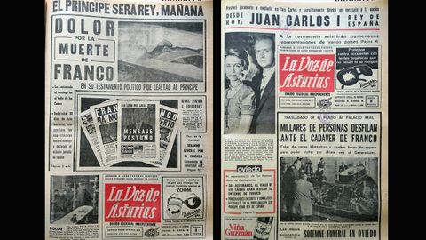 As lo cont LA VOZ DE ASTURIAS. La muerte de Franco (20 de noviembre de 1975) en dos portadas