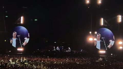 El extenista Federer, en un concierto de Coldplay en Suiza.