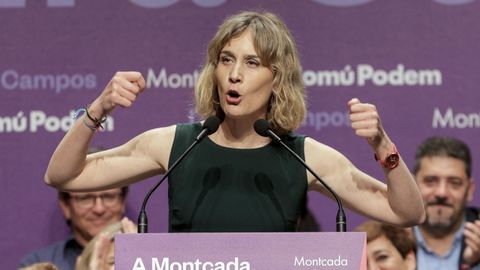 La lder de En Com Podem, Jssica Albiach, durante un acto electoral de Sumar