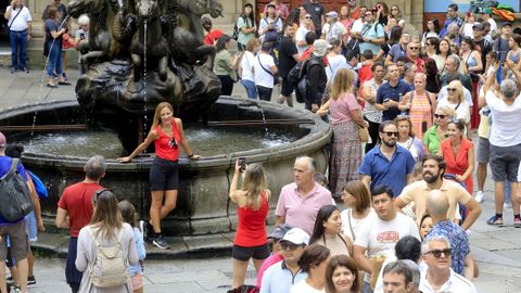 La plaza de Platerías, en Santiago, llena de turistas