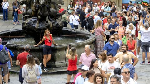 La plaza de Plateras, en Santiago, llena de turistas