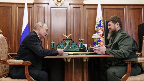 Putin y Kadírov reunidos este jueves en Moscú.