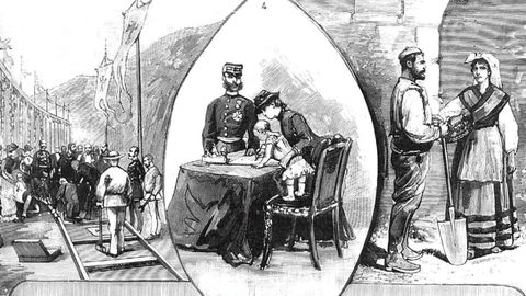 Ilustracin de la inauguracin de la Rampa de Pajares en 1884