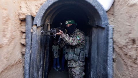 Un combatiente de las brigadas Al Qassam de Hams.