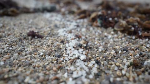 Pellets de plstico en la playa
