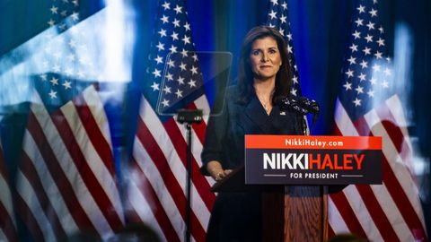 La candidata a liderar al Partido Republicano en las elecciones presidenciales, Nikki Haley, en Greenville, Carolina del Sur.