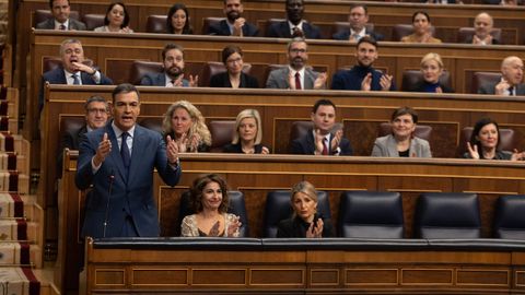 El presidente del Ejecutivo, Pedro Snchez, en la sesin de control al Gobierno celebrada este mircoles en el Congreso de los Diputados.
