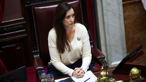 La vicepresidenta argentina, Victoria Villarruel, en la sesin de este jueves en el Senado.