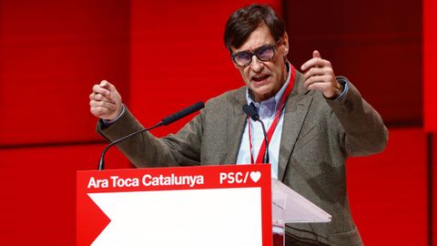 Salvador Illa en el congreso del PSC en Barcelona.