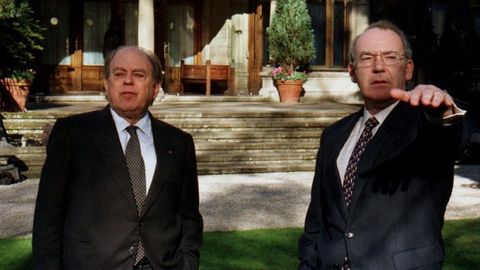 El lendakari Jos Antonio Ardanza y el presidente de la Generalitat Jordi Pujol en 1997