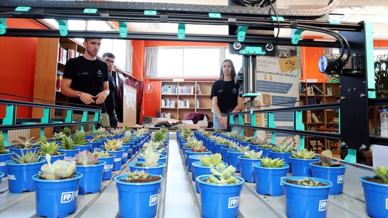 La experiencia de los turistas en la pasarela vicedense.Caixabank Dualiza premi� ya el a�o pasado un proyecto de FP Dual de Valga para la automatizaci�n de la agricultura de proximidad