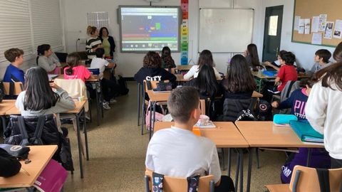 Alumnos del IES de Monelos durante el kahoot del concurso