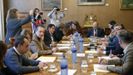 Vista general de la reunión de la Junta de Portavoces del parlamento asturiano