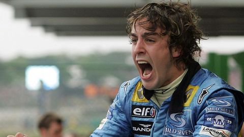 Fernando Alonso celebra en Brasil el campeonato del mundo del 2005