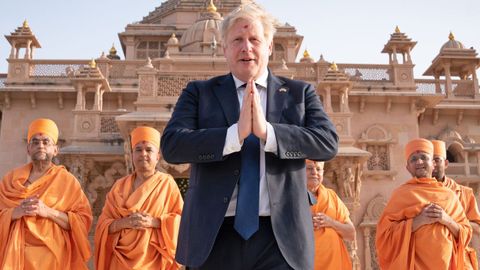 El primer ministro británico, Boris Johnson, este jueves, durante su visita oficial a la India