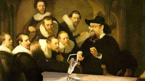 Andrs Meixide reinterpreta el cuadro de Rembrandt Leccin de anatoma del Dr. Nicolaes Tulp 