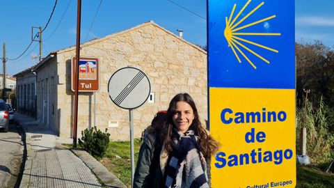 Carolina Rodrigues, de Coímbra, llegó este sábado a Tui tras haber iniciado su ruta en Oporto