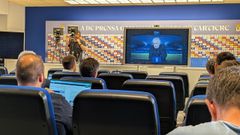 Momento de la rueda de prensa telem�tica de Jes�s Mart�nez