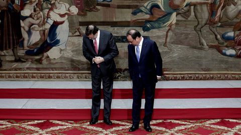El presidente del Gobierno, Mariano Rajoy, junto con el de Francia, Franois Hollande.