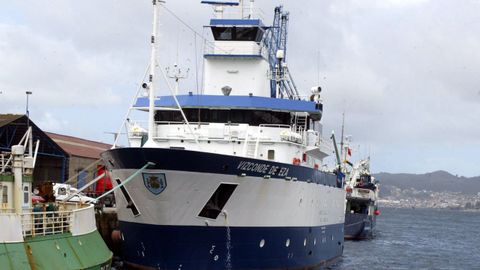 El Vizconde de Eza, un buque oceanográfico, «un gran centro de investigación flotante», en una foto de archivo en el puerto de Vigo