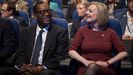 La primera ministra británica, Liz Truss, y el ministro de Finanzas, Kwasi Kwarteng, este domingo, en la apertura del congreso del Partido Conservador en Birmingham