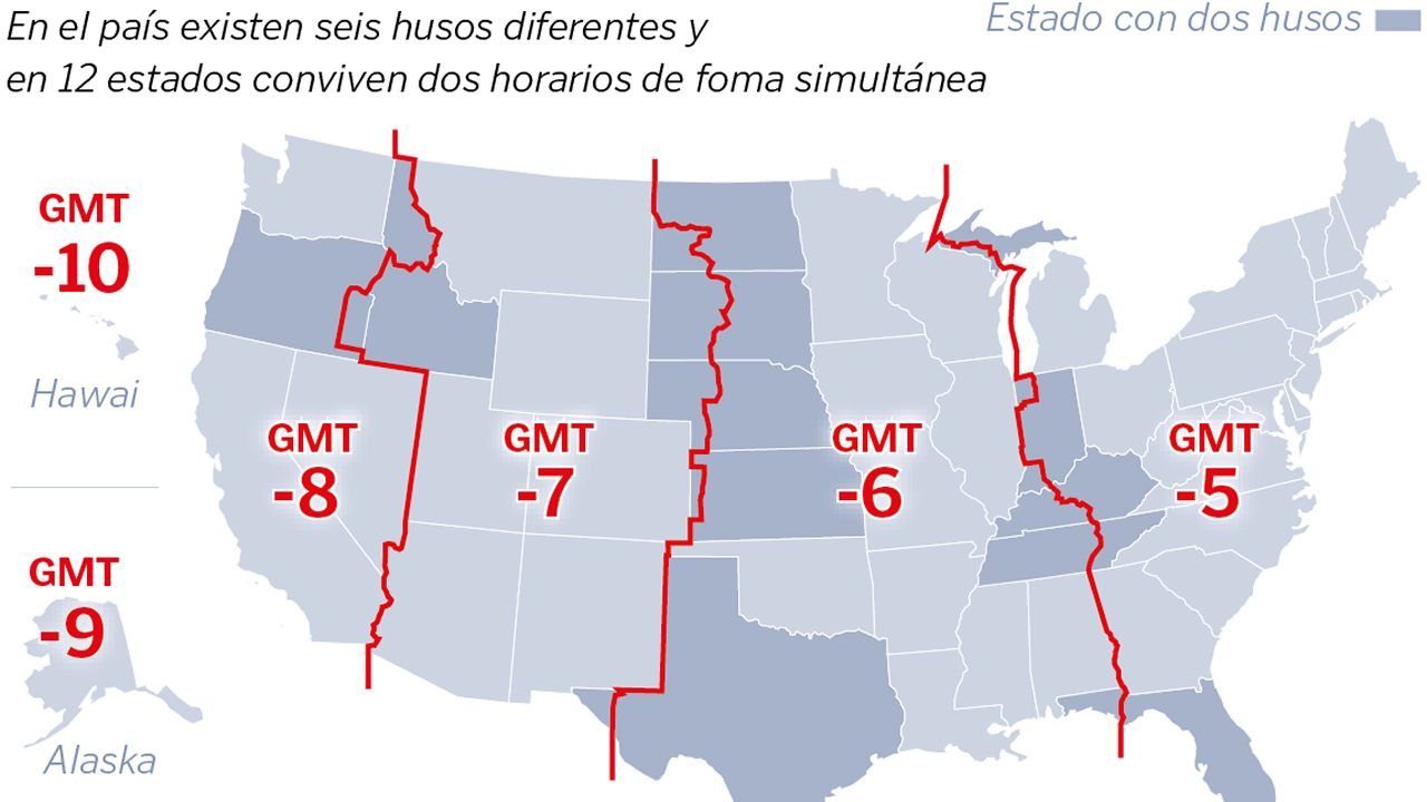 mapa de zona horaria del estado de estados unidos