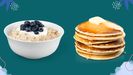 En la imagen, dos ideas de desayunos para niños: gachas de avena o tortitas saludables. 